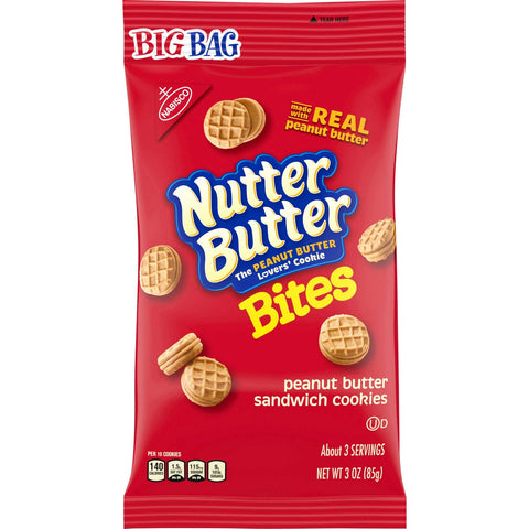 Kraft Nabisco Nutter Butter Bites Sandwich Cookies - Peanut Butter, 3 Ounce -- 12 per case