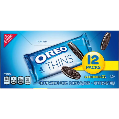 Oreo Thins Sandwich Cookies, 1.02 Ounce -- 48 per case.