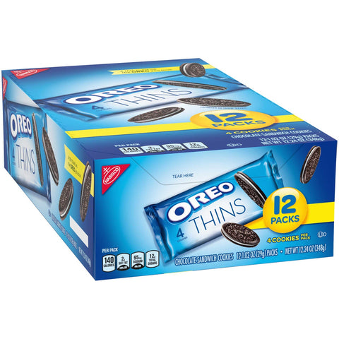 Oreo Thins Sandwich Cookies, 1.02 Ounce -- 48 per case.