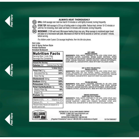 Hillshire Farm Polish Sausage Link Smoked Sausage, 14 Ounce -- 12 per case.