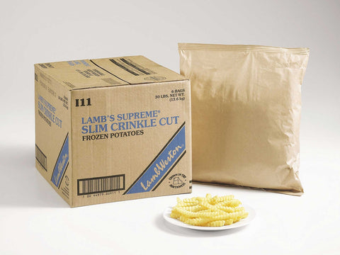 Lamb Weston Supreme Slimline Crinkle Cut Potato French Fry, 5 Pound -- 6 per case.