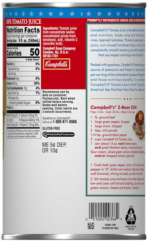 Campbells Tomato Juice Retail , 46 Ounce -- 12 Case