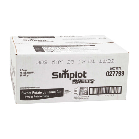 Simplot Sweet 3/16 Julienne Cut Sweet Potato Fries, 2.5 Pound -- 6 per case.