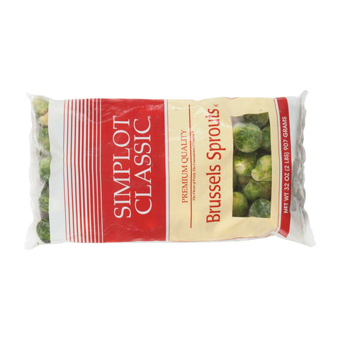 Simplot Small Brussels Sprouts - 32 oz. package, 12 packages per case.