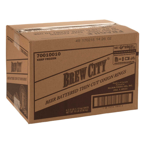 McCain Brew City Beer Battered Thin Cut Onion Ring, 2.5 Pound -- 6 per case.