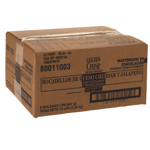 Golden Crisp Ovenable Cheddar Cheese Jalapeno Bites, 2 Pound -- 6 per case.