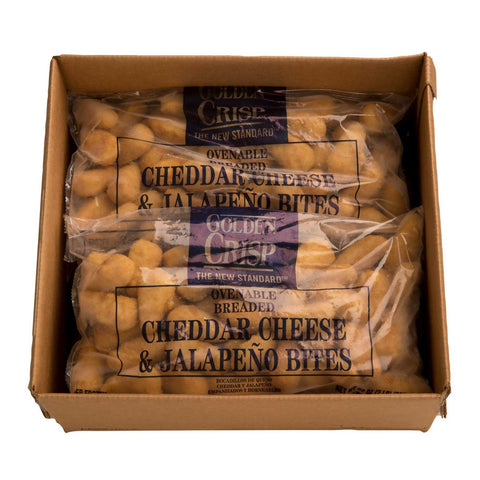 Golden Crisp Ovenable Cheddar Cheese Jalapeno Bites, 2 Pound -- 6 per case.