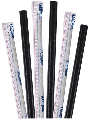 Aardvark Wrapped Black Giant Paper Straw, 10 inch -- 2400 per case