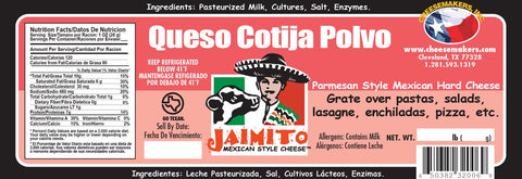 Jaimito Mexican Style Queso Cotija Cheese, 5 Pound -- 4 per case