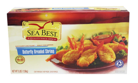 Frozen Seafood Clean Tail Breaded Butterfly Shrimp, 3 Pound -- 4 per case.