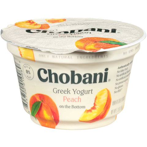Chobani Non Fat Peach Greek Yogurt, 5.3 Ounce -- 12 per case