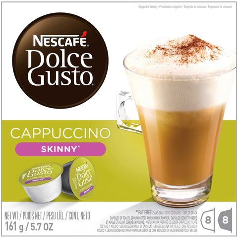 Nescafe Dolce Gusto Skinny Cappuccino Capsules, 16 count per pack -- 3 per case.