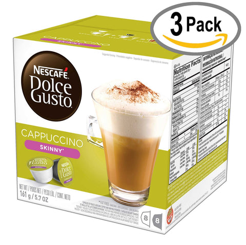 Nescafe Dolce Gusto Skinny Cappuccino Capsules, 16 count per pack -- 3 per case.