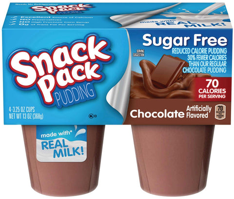 Snack Pack Sugar Free Chocolate Pudding, 3.5 Ounce -- 48 per case
