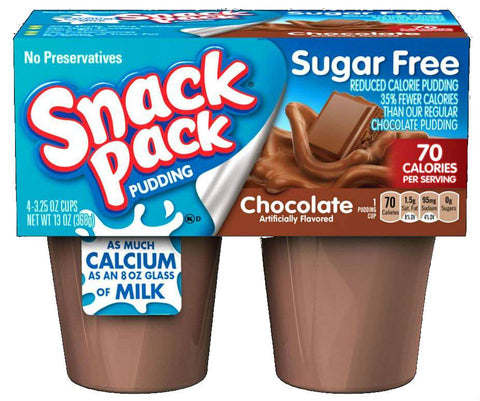 Snack Pack Sugar Free Chocolate Pudding, 3.5 Ounce -- 48 per case