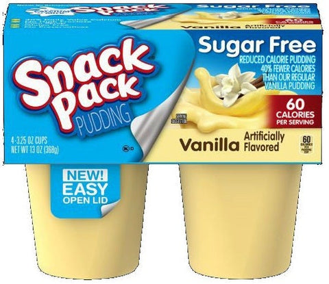 Snack Pack Sugar Free Vanilla Pudding, 3.5 Ounce -- 48 per case