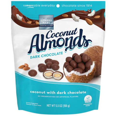 Edward Marc Coconut Almonds in Dark Chocolate, 5.5 Ounce -- 10 per case