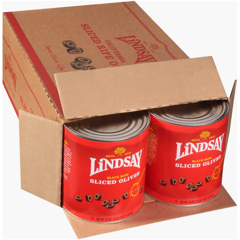 Lindsay Black Ripe Sliced Olives, 55 Ounce -- 6 per case