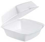 Dart Container White EPS Insulated Hamburger Hinged Foam Container, 6 x 6 x 3 inch -- 500 per case