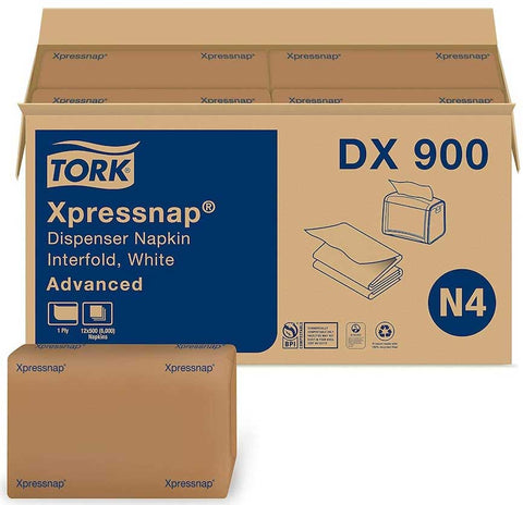 Tork Advanced Xpressnap White 1 Ply Paper Dispenser Napkin, 4.25 x 6.5 x 1.93 inch -- 6000 per case