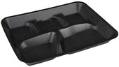 Pactiv Black Polystyrene Foam 5 Compartment School Lunch Tray, 8.25 x 10.25 inch -- 500 per case