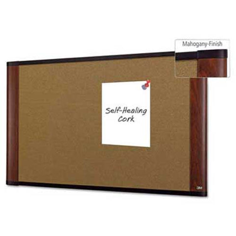 3M Cork Bulletin Board, 36 x 24, Mahogany Frame