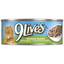 9 Lives Tender Slices With Real Chicken in Gravy Cat Food, 5.5 Ounce -- 24 per case.