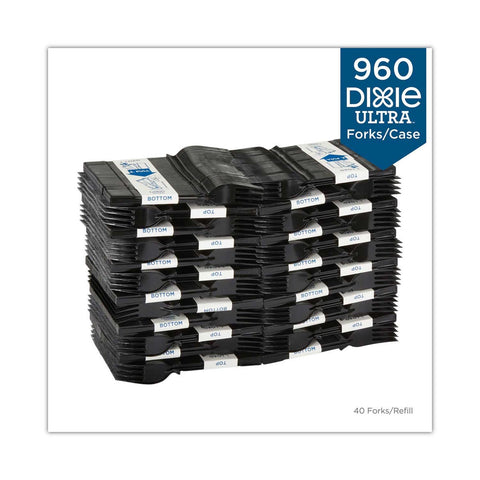 Dixie Smartstock Polystyrene Mediumweight Black Fork for Tri-Tower Cutlery Dispensing System - 40 per cartridge -- 24 cartridges per case