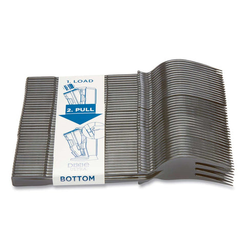 Dixie Smartstock Polystyrene Mediumweight Black Fork for Tri-Tower Cutlery Dispensing System - 40 per cartridge -- 24 cartridges per case