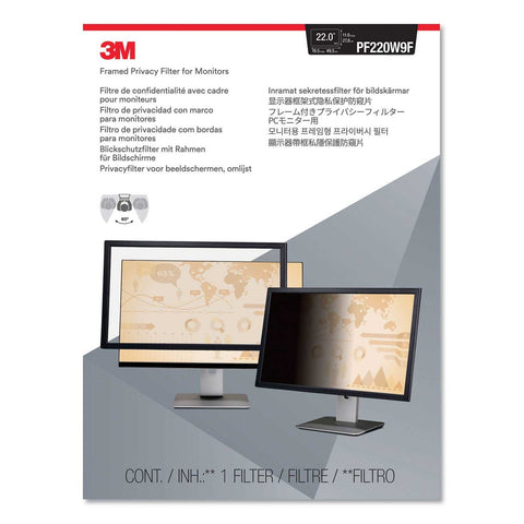 3M Framed Desktop Monitor Privacy Filter for 21.5 - 22 inch Widescreen LCD, 16:9 Aspect Ratio