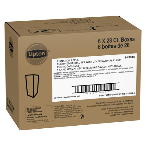 Lipton Cinnamon Apple Enveloped Hot Tea Bags, 28 count -- 6 per case