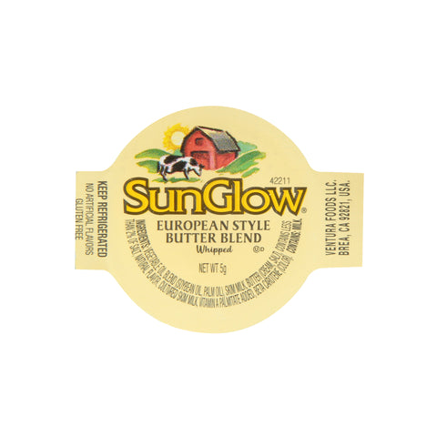 Ventura Foods SunGlow European Style Whipped Butter Blend, 5 Gram -- 720 per case.