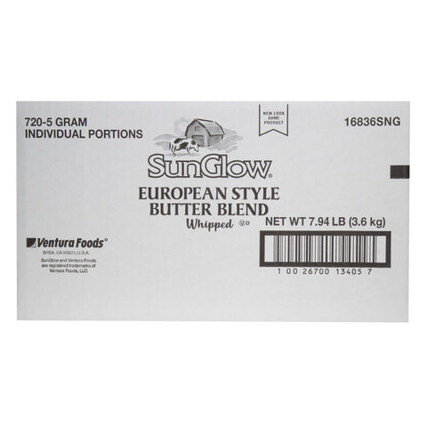 Ventura Foods SunGlow European Style Whipped Butter Blend, 5 Gram -- 720 per case.