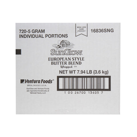 Ventura Foods SunGlow European Style Whipped Butter Blend, 5 Gram -- 720 per case.