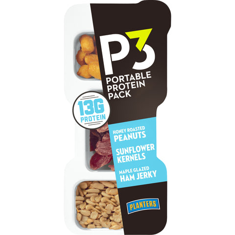 Planters SNACK PROTEIN PACK P3 CONVENIENCE MEAL MAPLE HAM JERKY HONEY ROASTED PEANUTS SUN ROASTED KERNELS