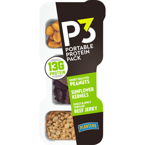 Planters SNACK P3 CONVENIENCE MEAL SWEET & SPICY TERIYAKI BEEF JERKY HONEY ROASTED PEANUTS