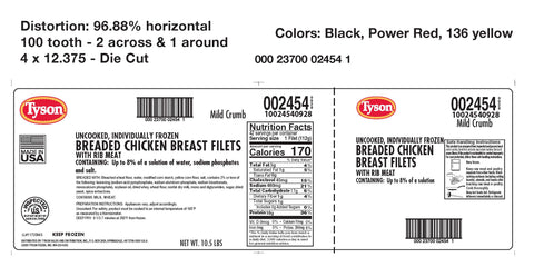 Tyson Orange Chicken Breast Fillet, 4 Ounce -- 42 per case.