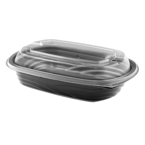 MicroRaves® CONTAINER PLASTIC BLACK COMBO W/ CLEAR DOME LID 24 OZ