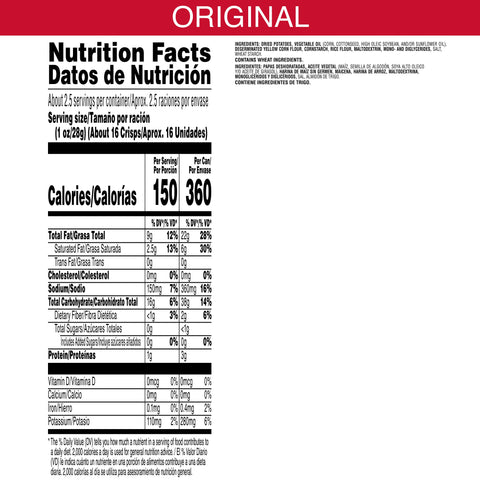 Pringles Large Original Grab and Go, 2.38 Ounce -- 12 per case.