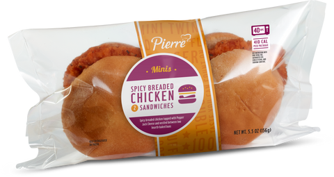 Pierre Mini Twin Spicy Breaded Chicken Sandwich, 5.5 Ounce -- 24 per case.