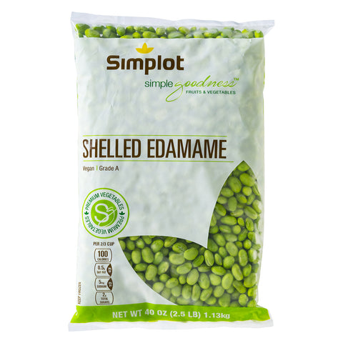 Simplot Shelled Edamame - 2.5 lb. bag, 6 bags per case