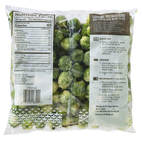 Simplot Small Brussels Sprouts - 32 oz. package, 12 packages per case.