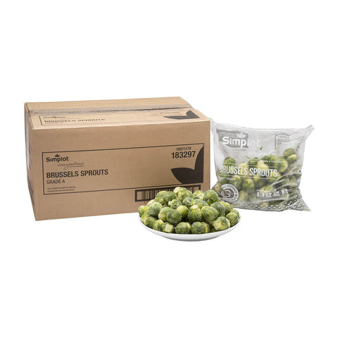 Simplot Small Brussels Sprouts - 32 oz. package, 12 packages per case.