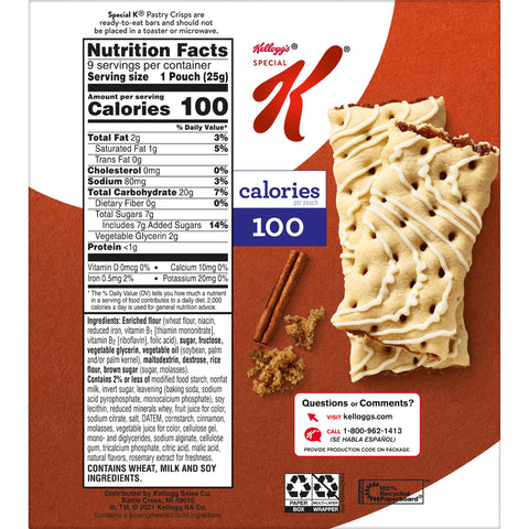 Kellogg's® CEREAL BAR SPECIAL K PASTRY CRISP BROWN SUGAR CINNAMON