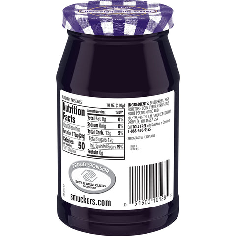 Smucker's® PRESERVES BLUEBERRY GLASS JAR