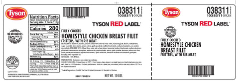 Chicken Breast Fillet Fritter Homestyle Breaded Fc 4 Oz 38311-0928