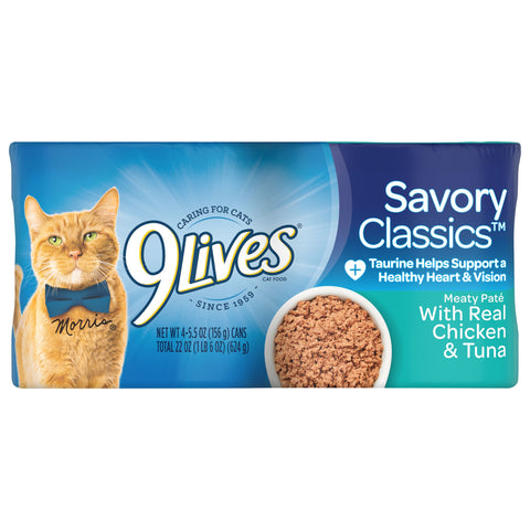 9 Lives Chicken and Tuna Dinner Ground Entree Cat Food, 5.5 Ounce -- 6 per case.