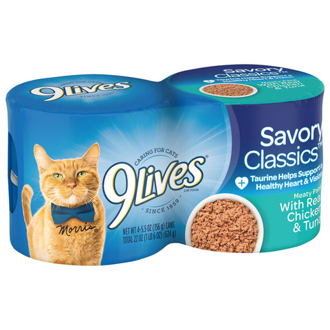 9 Lives Chicken and Tuna Dinner Ground Entree Cat Food, 5.5 Ounce -- 6 per case.