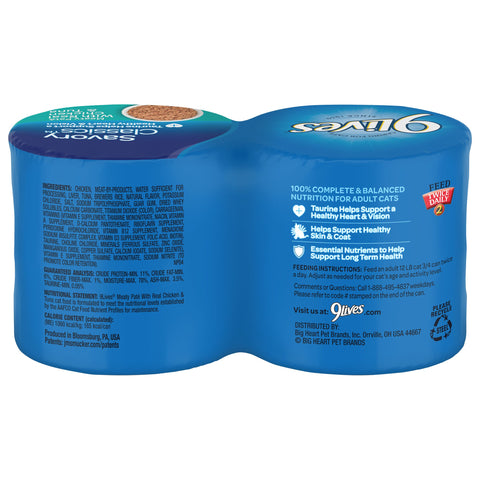 9 Lives Chicken and Tuna Dinner Ground Entree Cat Food, 5.5 Ounce -- 6 per case.