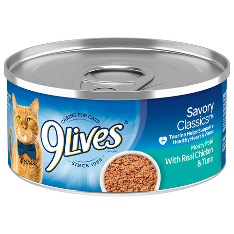 9 Lives Chicken and Tuna Dinner Ground Entree Cat Food, 5.5 Ounce -- 6 per case.